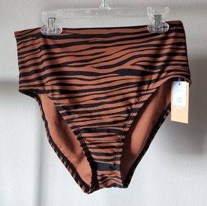 NWT Tiger Print High-Waisted Bikini Bottom